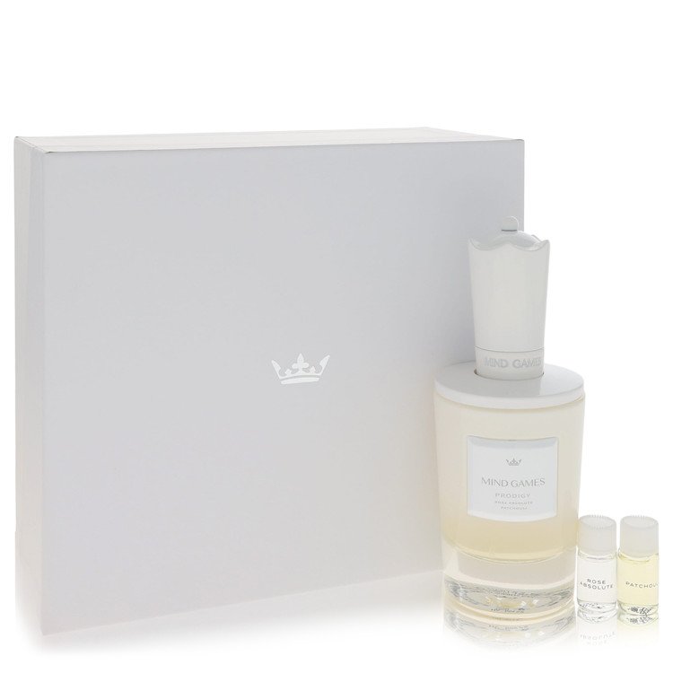 Mind Games Prodigy by Mind Games Gift Set -- 3.4 Extrait De Parfum Spray + Two .10 Mini Extract + Testing papers